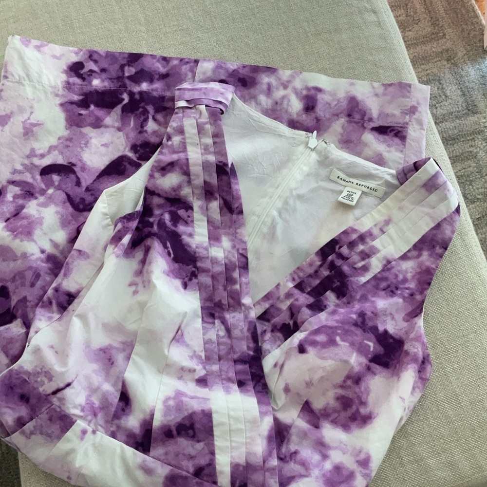 Banana Republic Purple and White Sheath Dress V-Neck Sleeveless - Picture 8 of 9